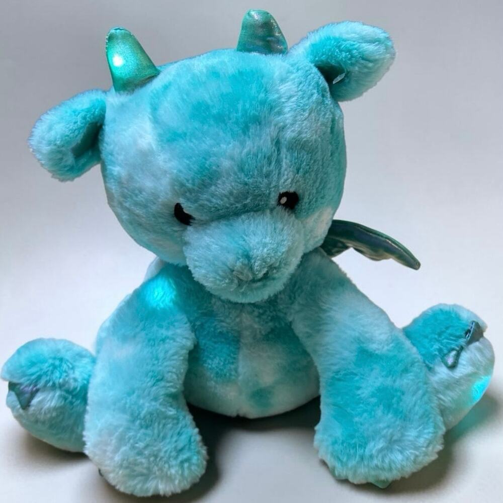 FAO Schwarz Glow Brights Dragon Toy Plush Lights and Sound 15" Stuffed Animal